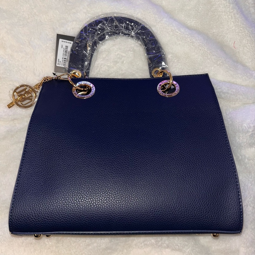 Badgley Mischka Royal Blue Tote with Gold Accents
